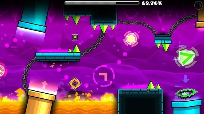 Cac cap do tro choi trong Geometry Dash Apk - Tải Hack Geometry Dash APK (MOD Menu, Vô Hạn Tiền, Bất Tử, Mở Khóa) 2.2.144 Mỗi cấp độ có trong Geometry Dash Apk được xây dựng tỉ mỉ và sáng tạo