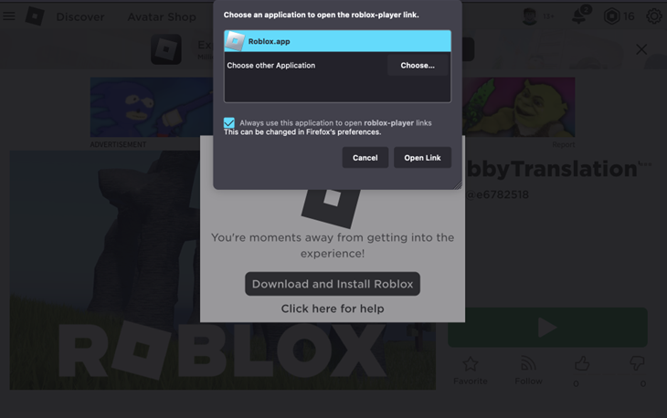 chon Roblox.app vao Mo Lien Ket - Tải Hack Roblox VNG Apk v2.662.537 (Menu, Nhảy Cao, Bất Tử) Chọn “Roblox.app” và nhấp vào “Mở Liên Kết”