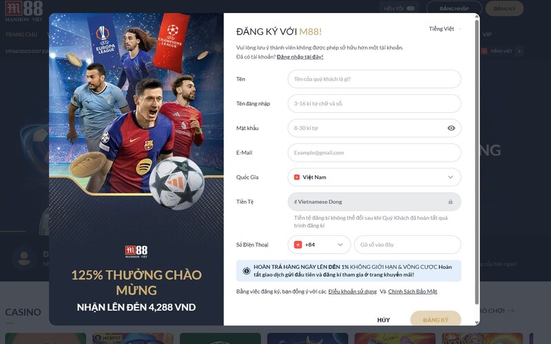Cach dang ky tai khoan M88 - Đăng ký M88 – Hướng dẫn chi tiết và những lưu ý quan trọng dành cho người chơi mới Cách đăng ký tài khoản M88 từng bước