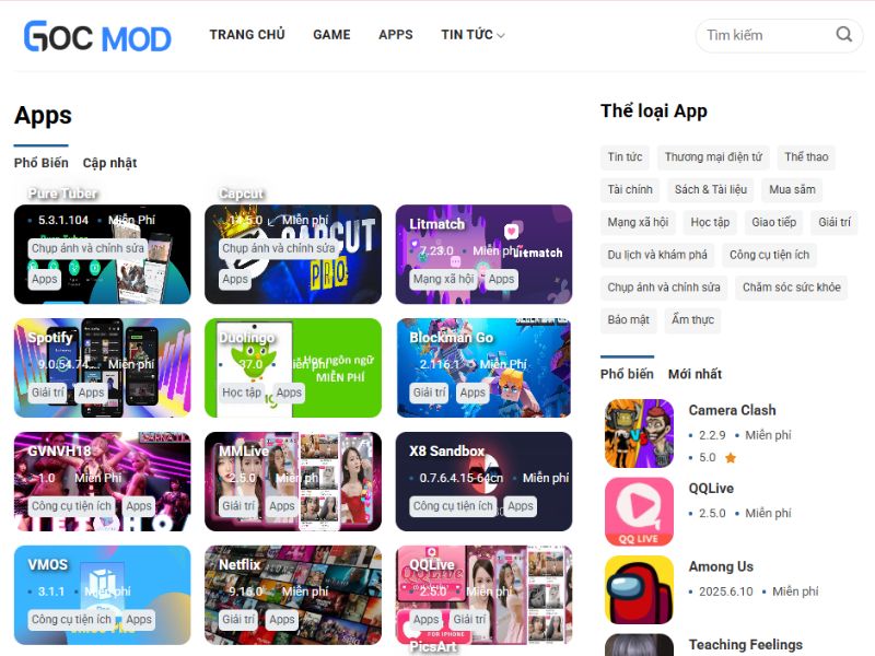 Ứng Dụng MOD APK Trên GOCMOD